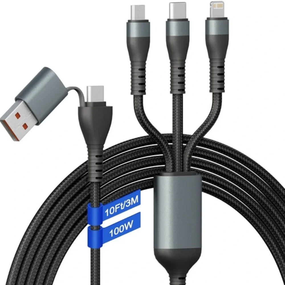 3-in-1 multi-charging cable with a braided nylon exterior.